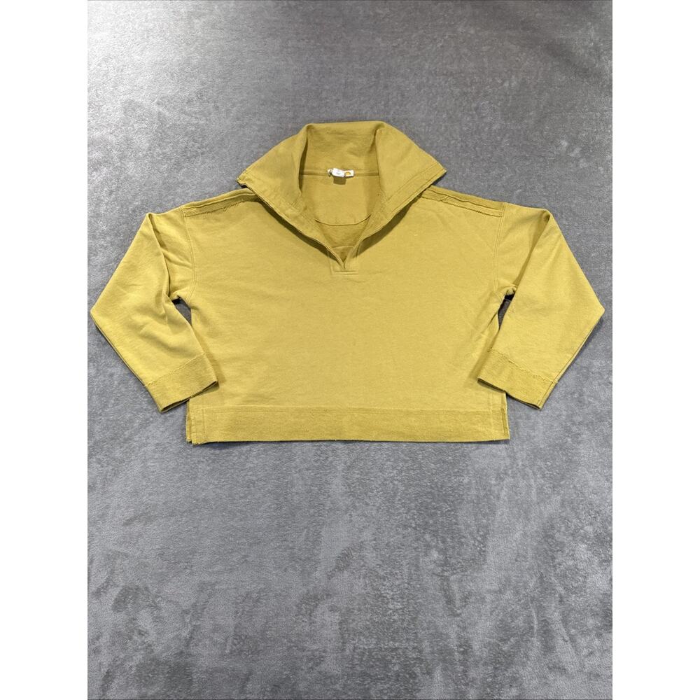 C&C California Mustard French Terry Sailor Collar Boxy Knit Sweatshirt Large